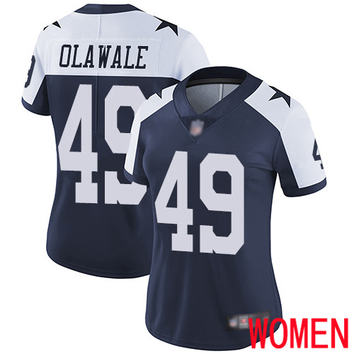 Women Dallas Cowboys Limited Navy Blue Jamize Olawale Alternate #49 Vapor Untouchable Throwback NFL Jersey